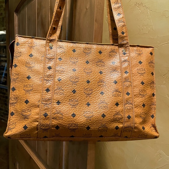 MCM Vintage Visetos Monogran Cognac Large Shopper Tote Carryall Shoulder Bag. - Picture 2 of 11